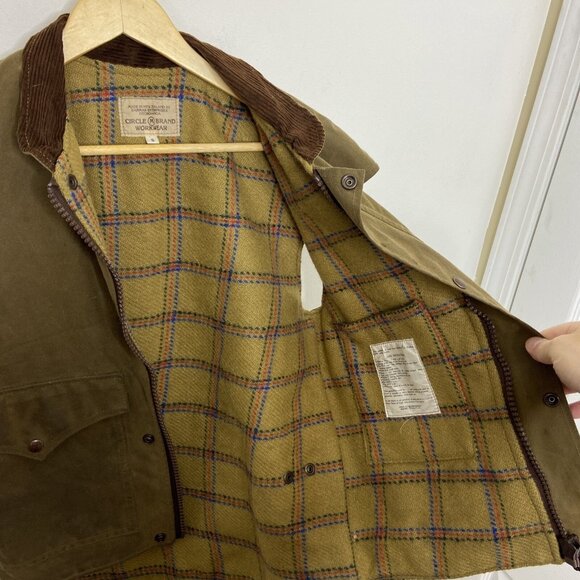 CIRCLE BRAND Jacket Vest Mens S New Zealand Brown Oiled Zip Sleeveless - Picture 8 of 8